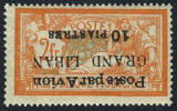 Grand Lebanon C4a Mint Never Hinged Inverted Overprint Airmail From 1924 - Luftpost