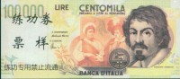 BOC (Bank Of China) Training Banknote, Italia 100000 Lire  Banknote Specimen Overprint - Autres & Non Classés