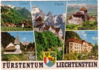 CPSM - Liechtenstein - Multivues - Blason - Timbre Philatélique - Flamme - Coul - Ann 60 - - Liechtenstein