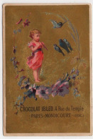 CHROMO Dorée Chocolat Ibled Les Arts La Musique Flûte Fillette Fleurs Oiseaux - Ibled