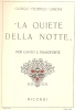 PARTITION DE GIORGIO FEDERICO GHEDINI: LA QUIETE DELLA NOTTE - PER CANTO E PIANOFORTE - G-I