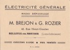 Attention Carte De Visite - BELLEVUE-en-MONTOIR - Brejon & Rozier - Electricité Générale , 45 Rue Henri Gautier - Visiting Cards