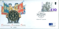 G.B.: 1993   40th Coronation Anniv Cover With £5 Coin        COVER - 1991-2000 Em. Décimales