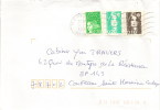Lettre 1 Timbres N°3091 Marianne Du 14juillet,2 Timbre N°2617 Et 2618 Marianne Du Bicentenaire (oblitération 10/04/1999) - Lettres & Documents