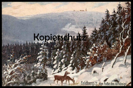 ALTE KÜNSTLER POSTKARTE FELDBERG IM TAUNUS AM FUSSE DES ALTKÖNIGS ALTKÖNIG WINTER Schnee Reh Deer WIRO WIEDEMANN - Taunus