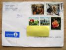 Cover Sent From Canada To Lithuania,  1992, Ice Hockey Sport Nhl, Rose Flower, Harris Art Painting - Enveloppes Commémoratives