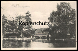 ALTE POSTKARTE HERFORD 1912 PARTIE AN DER BERGERTORBRÜCKE Bergertor Brücke Brigde Pont Cpa Postcard AK Ansichtskarte - Herford