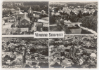 CARTE PHOTO EN AVION AU DESSUS DE VIVONNE - VUE AERIENNE GENERALE + PONT - GRAND RUE - EGLISE - Vivonne