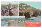 Wales - Greetings From Borth - Mosaic Postcard - 3 Images - 1971 - Contea Sconosciuta