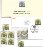 1508p: Austria, Arbeitsinspektion Schwarzdruck Plus Viererblock **, Einzel- Und Mustermarke, FDC - Accidentes Y Seguridad Vial