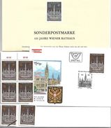 1508h: Wiener Rathaus 100 Jahre, Schwarzdruck Plus Viererblock **, Einzelmarke, Mustermarke Und FDC - Errors & Oddities