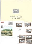 1508i: Stadt Weitra 800 Jahre, Mit Stadtwappen: Schwarzdruck Plus Viererblock **, FDC, Einzel- Und Mustermarke - Covers