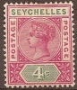 SEYCHELLES - 1890 4c Queen Victoria. Scott 4. Mint Hinged * - Seychellen (...-1976)