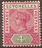 SEYCHELLES - 1890 4c Queen Victoria. Scott 4. Mint Hinged * - Seychelles (...-1976)