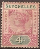 SEYCHELLES - 1890 4c Queen Victoria. Scott 4. Mint Hinged * - Seychellen (...-1976)