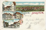 Gruss Aus Habsheim 1234 Litho  Gasthaus Krone, Timbrée Mulhouse 1898 Vers Bitschweiler - Habsheim