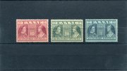 1939-Greece- "Queens" Charity- Cherry-violet, Blue-green, Indigo Blue Complete Set MNH - Charity Issues