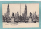 BELGIQUE.  -  Anvers .  -  La  Cathédrale Et  Statue De  Rubens.  -  BELLE CARTE STREREO  - - Cartes Stéréoscopiques