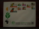 UGANDA 1975 UGANDAN CROPS Short Set To 2/- OFFICIAL ILLUSTRATED FDC (9stamps). - Uganda (1962-...)