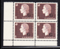 Canada MNH Scott #O46 1c Cameo With ´G´ Overprint Lower Left Plate Block (blank) - Overprinted