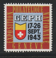 GENEVE 1943 GEPH ESPOSITION PHILATELIQUE NATIONALE - Cinderellas