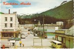 Ketchikan AK Alaska, Downtown Business District Street Scene, Auto, Volkswagen Campervan, C1960s/70s Vintage Postcard - Otros & Sin Clasificación