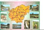 CP, 19, Carte Géo De La Corrèze, Avec 8 Vues, écrite - Landkarten