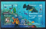 Vanuatu MNH Scott #696b Souvenir Sheet Of 4 Lady, Wreck Of Pres. Coolidge, Reef, Grouper - Year Of The Coral Reef - Vanuatu (1980-...)