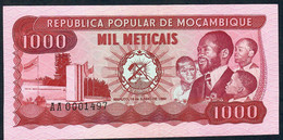 MOZAMBIQUE  P128  1000 METICAIS  1980 LOW NUMBER # AA 0001497    UNC. - Mozambique