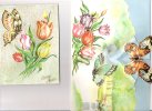 Carte à Système - Bonne Année - PAPILLONS Tulipes - Amélie RE - - Schmetterlinge