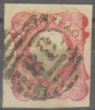 P50 Portugal 1856-58, Pedro V, AFINSA Nº 13, Yvert 12 (o) 25r Rosa. - Gebruikt