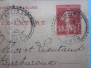 Carte-Lettre Entier Postal N°138 Semeuse Rouge 10c Sur Chamois:CAD Rural"petit Cercle Dans Grand"pointillé:CAVEIRAC Gard - Kartenbriefe