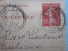 Carte-Lettre Entier Postal N°138 Semeuse Rouge 10c Sur Chamois:CAD Rural"petit Cercle Dans Grand"pointillé:CAVEIRAC Gard - Kaartbrieven