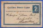 1 Cent Ganzsache CANADA 1882 Auf Postkarte - 1860-1899 Regering Van Victoria