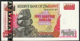 ZIMBABWE P10 500 DOLLARS  2001 #PA     UNC. - Simbabwe