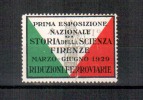 ERINNOFILO FIRENZE 1929 ESPOSIZIONE NAZIONALE DI STORIA NAZIONALE DI STORIA DELLA SCIENZA - Cinderellas