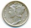 1917 , MERCURY DIME , UNCLEANED SILVER COIN - 1916-1945: Mercury (Mercurio)