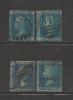 UNITED KINGDOM 1858 Used Stamp Victoria 2p Blue (4 Stamps) Nr. 17 - Used Stamps