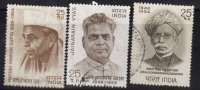 India Used 1974, Set Of 3, Personalities Series - Used Stamps