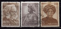 India Used 1974, Set Of 3, Personalities Series, Tipu Sultan, Max Mullar, Kandukari Veeralingam,(sample Image) - Used Stamps