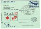 1982 Oostenrijk - Wenen - Toronto - Canada82 Aerogram - Eerste Vluchten