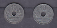 FRANCE - Etats Français - 10 Cts Petit Module - (2 Pieces) 1943 Et 1944 - 10 Centimes