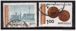 India Used 1977, Set Of 2, ASIANA 77, Scinde Dawk, Foreign Mail By Ship, Train At Platform, (sample Image) - Usati