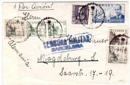 ESPAGNE - 1939 - ENVELOPPE PAR AVION De BARCELONA Avec CENSURE Pour L'ALLEMAGNE - - Nationalists Censor Marks