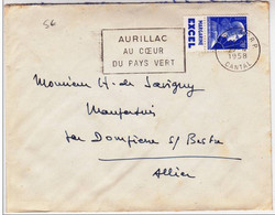 MULLER - 1958 - PUB "MARGARINE EXCEL" SUR ENVELOPPE De AURILLAC (CANTAL) Avec MECA Pour DOMPIERRE - Storia Postale