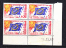 FRANCE SERVICE CONSEIL DE L'EUROPE  N° 30 30C BLEU JAUNE ET ROUGE DRAPEAU COIN DATE DU 13.12.1963** - 1960-1969