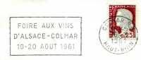 COLMAR  / OBLITERATION MECANIQUE / FOIRE AUX VINS D ALSACE  1961 - Wines & Alcohols