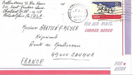 TIMBRE ETATS UNIS SUR LETTRES  1974 VIA AIR MAIL 1974  -  PHILADELPHIE =>  FRANCE - Lettres & Documents