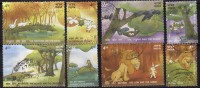 India Used, 2001, Set Of 8, , Stories From Panchatantra, Aminals, Lion, Rabbit, Snake, Bird Crow, Monkey, Crocodile - Usados