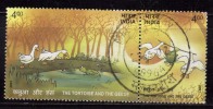 India Se-tenent Used, Pair, Stories From Panchatantra, Geese, Tortoise, Bird, - Used Stamps